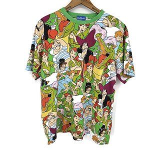 Disney Tokyo Resort Peter Pan T-Shirt Mens Large Short Sleeve All Over Print